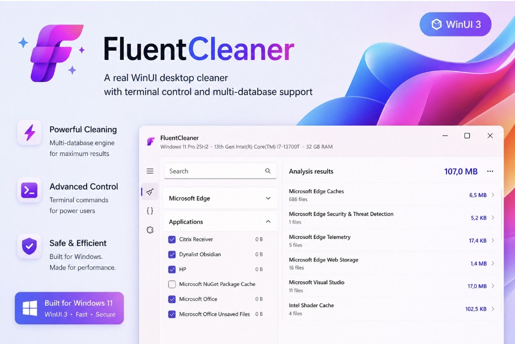 FluentCleaner v26.07.04 免费的Windows系统清理工具截图