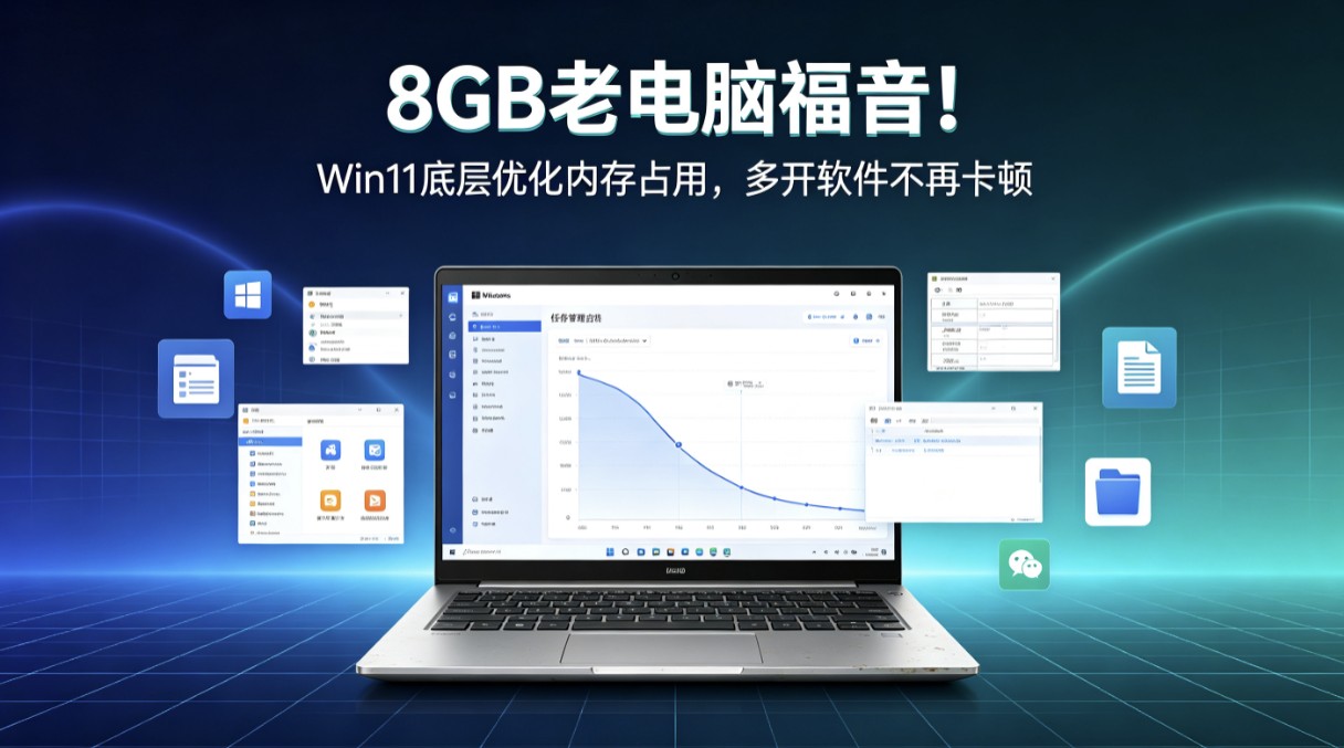8GB老电脑福音!Win11底层优化内存占用,多开软件不再卡顿