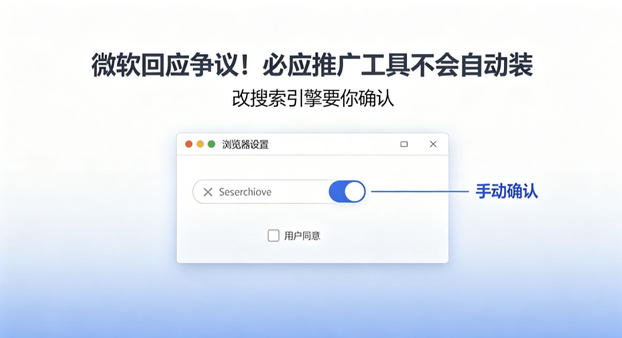 微软回应争议!必应推广工具不会自动装,改搜索引擎要你确认