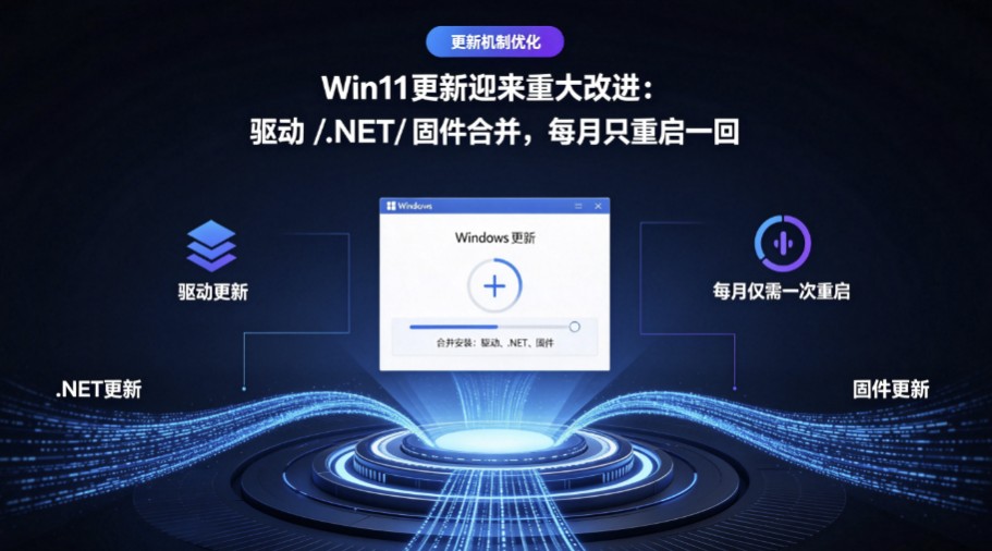 Win11更新迎来重大改进:驱动 .NET 固件合并,每月只重启一回
