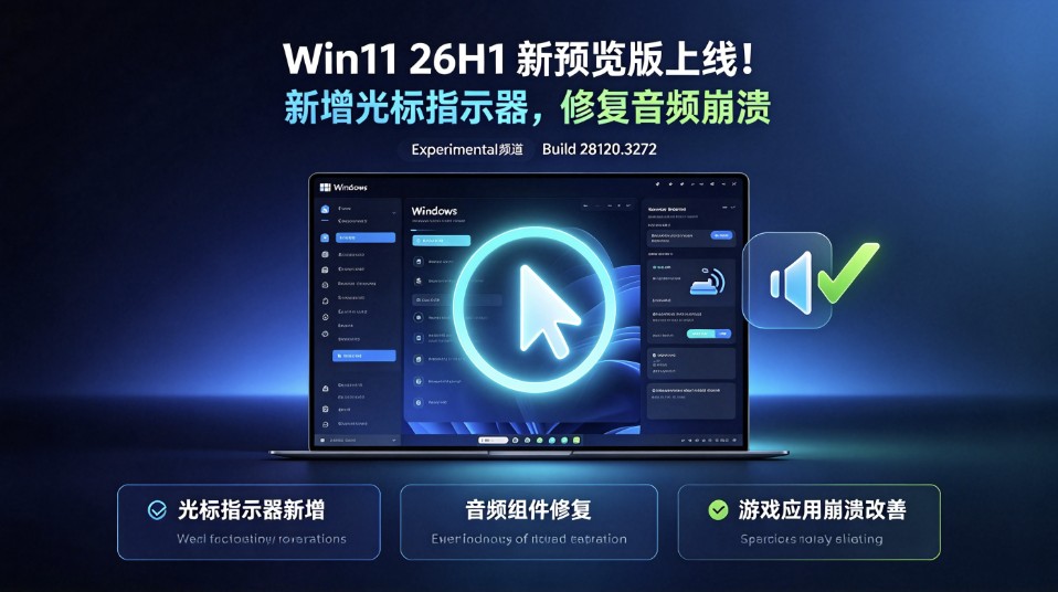 Win11 26H1 ��Ԥ�������ߣ��������ָʾ�����޸���Ƶ����